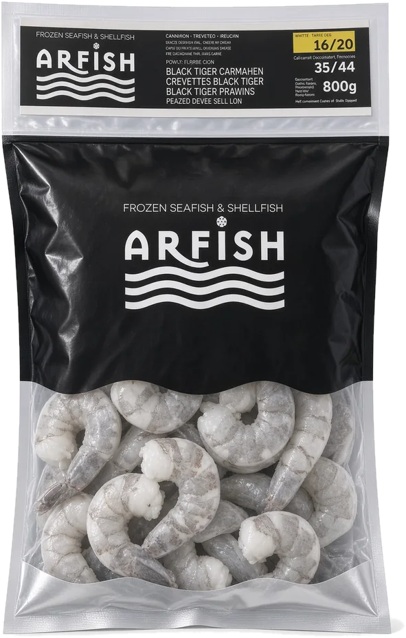 ARFISH Silver gepelde Black Tiger scampi’s